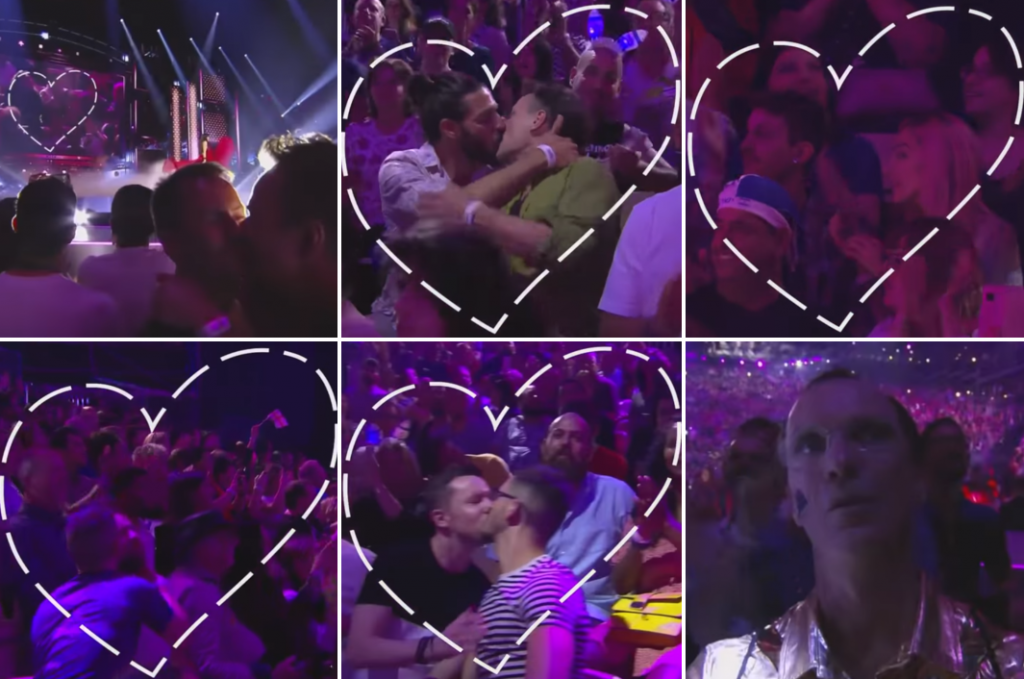 Eurovision 2019, la kiss cam riprende alcuni baci gay durante la performance di Dana International