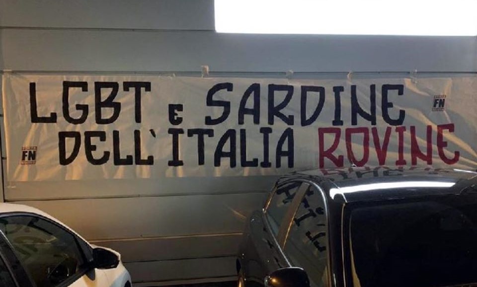 Forza Nuova affigge uno striscione omofobo di fronte al Padova Pride Village