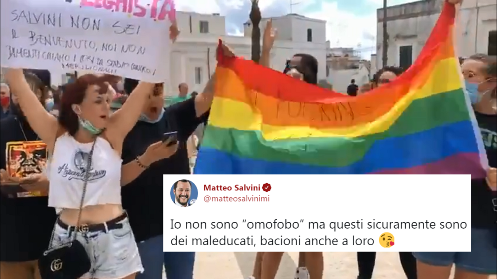 Salvini mette alla gogna dei giovani contestatori: pioggia di commenti omofobi